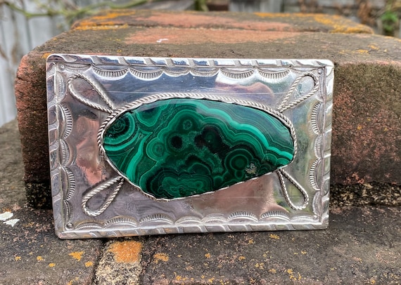 1970s Huge Navajo Sterling Silver Belt Buckle wit… - image 1