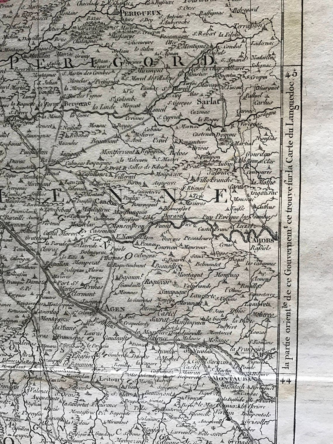 1774 Map of Gascony France Etsy