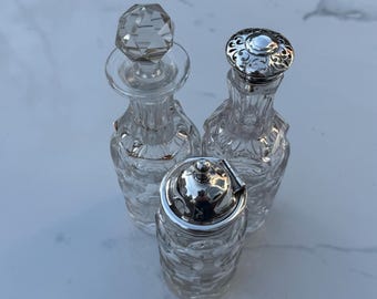 英国製 1904年 シルバー925 ガラス アンティーク 瓶 ジャー 小物入れ