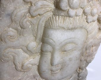 中国彫刻大理石観音（観音）石板の断片浅浮き彫り - Etsy 日本