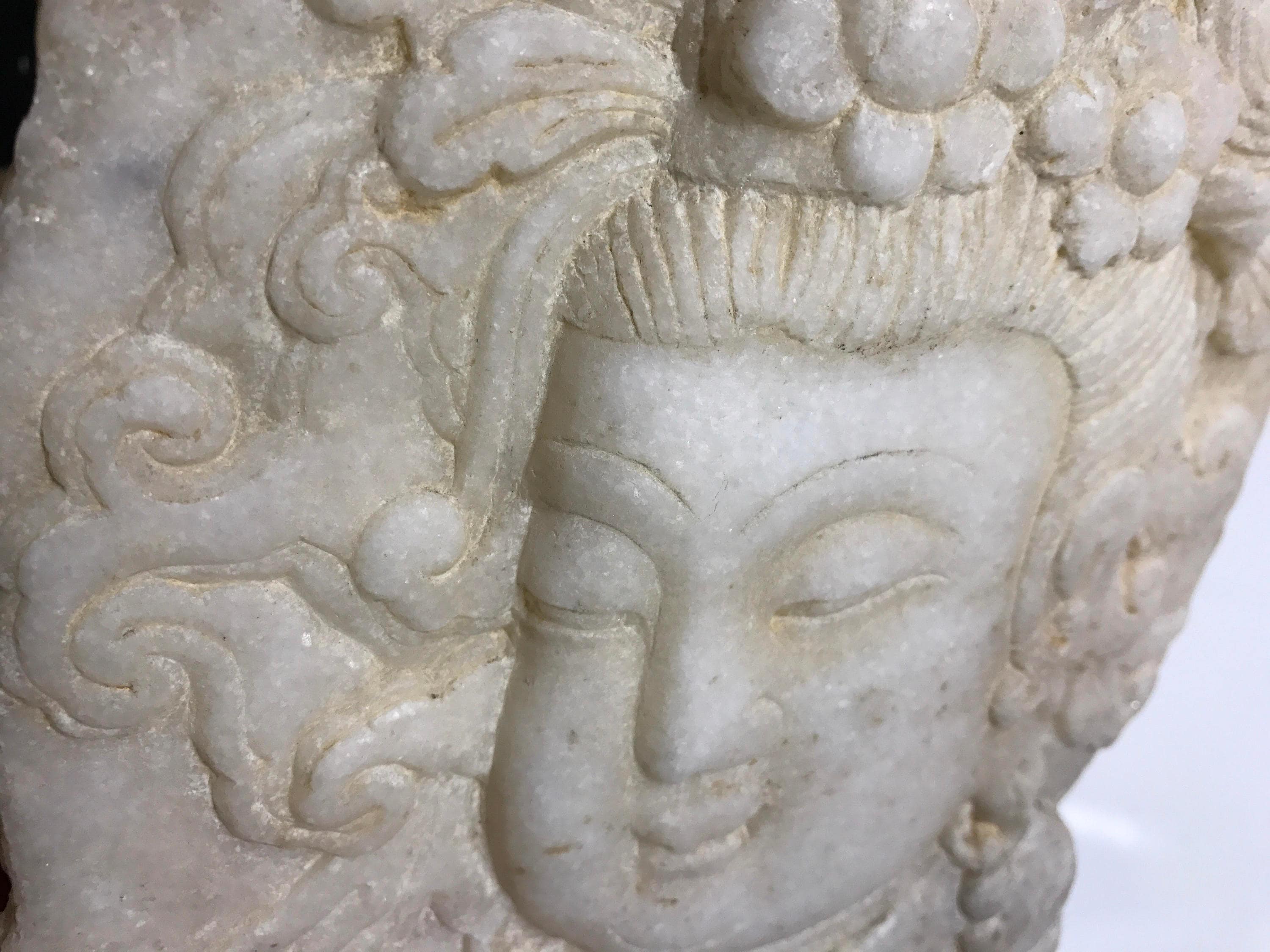中国彫刻大理石観音（観音）石板の断片浅浮き彫り - Etsy 日本