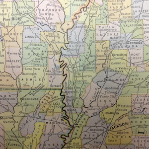 Phänomenale 1897 Arkansas Louisiana Mississippi US regionale Karte