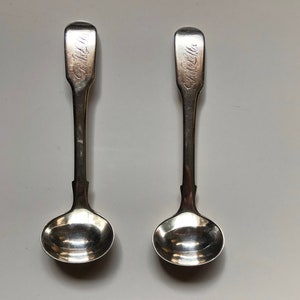 1811 Sterling George III English Salt Spoon Pair byThomas Wallis (II) & Jonathan Hayne London