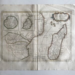 Mapa fenomenal de 1771 del sudeste de África y Madagascar en francés