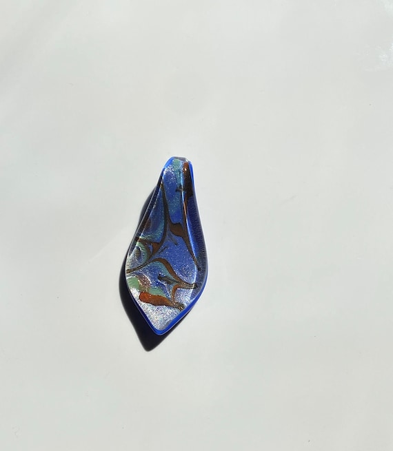 Vintage Handblown Dichroic Glass Pendant Blue and… - image 1