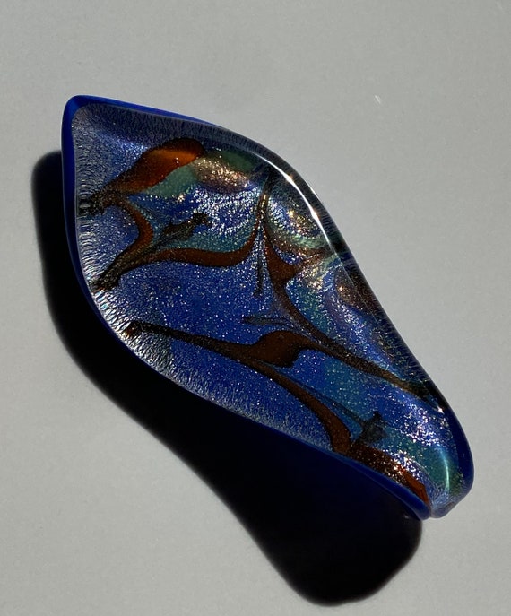 Vintage Handblown Dichroic Glass Pendant Blue and… - image 3