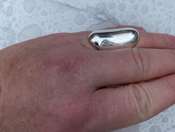 Modernist Sterling Silver Large Saddle Ring - Siz… - image 3