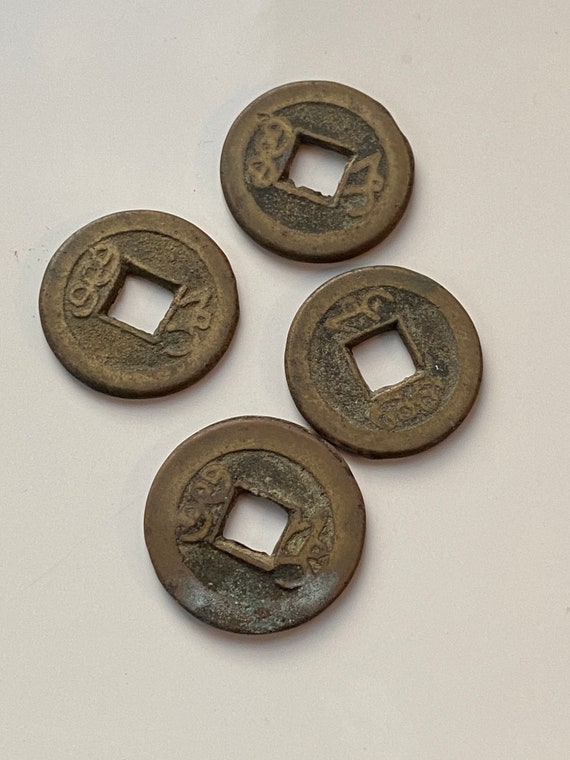 Fegnshui Drago cinese moneta Yuan Dinastia Qing Guangxu Guangdong antico  TG 