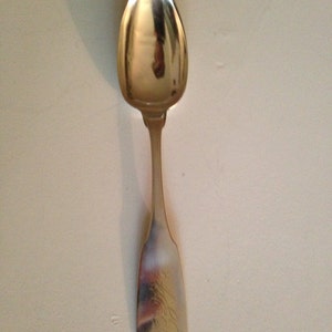 1820 American Coin Silver Serving Spoon by Pliny Dickinson of Springfield Massachusetts Sterling