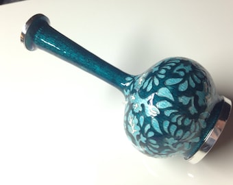 999 Silver Korean Bud Vase with Vitreous Enamel Sterling (217 g)