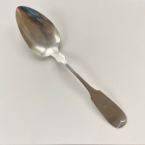 1850 George W. Stevens of Fall River, MA Coin Silver Serving Spoon - American Coin Silver