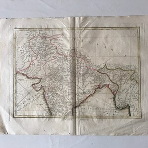 Mapa fenomenal de 1771 de la India y Pakistán en francés