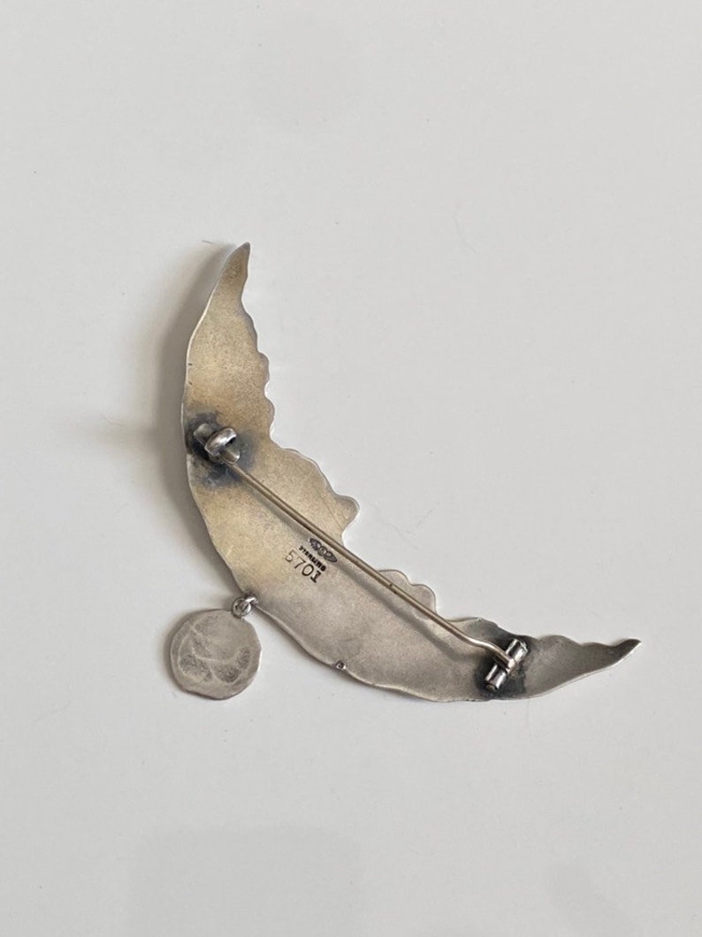1890-95 George W. Shiebler Sterling Silver Moon and Bat Homeric Medallion Brooch image 3