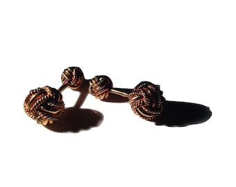 Or 18 carats Tiffany & Co. Schlumberger Tissé Knot Barbell Boutons de manchette