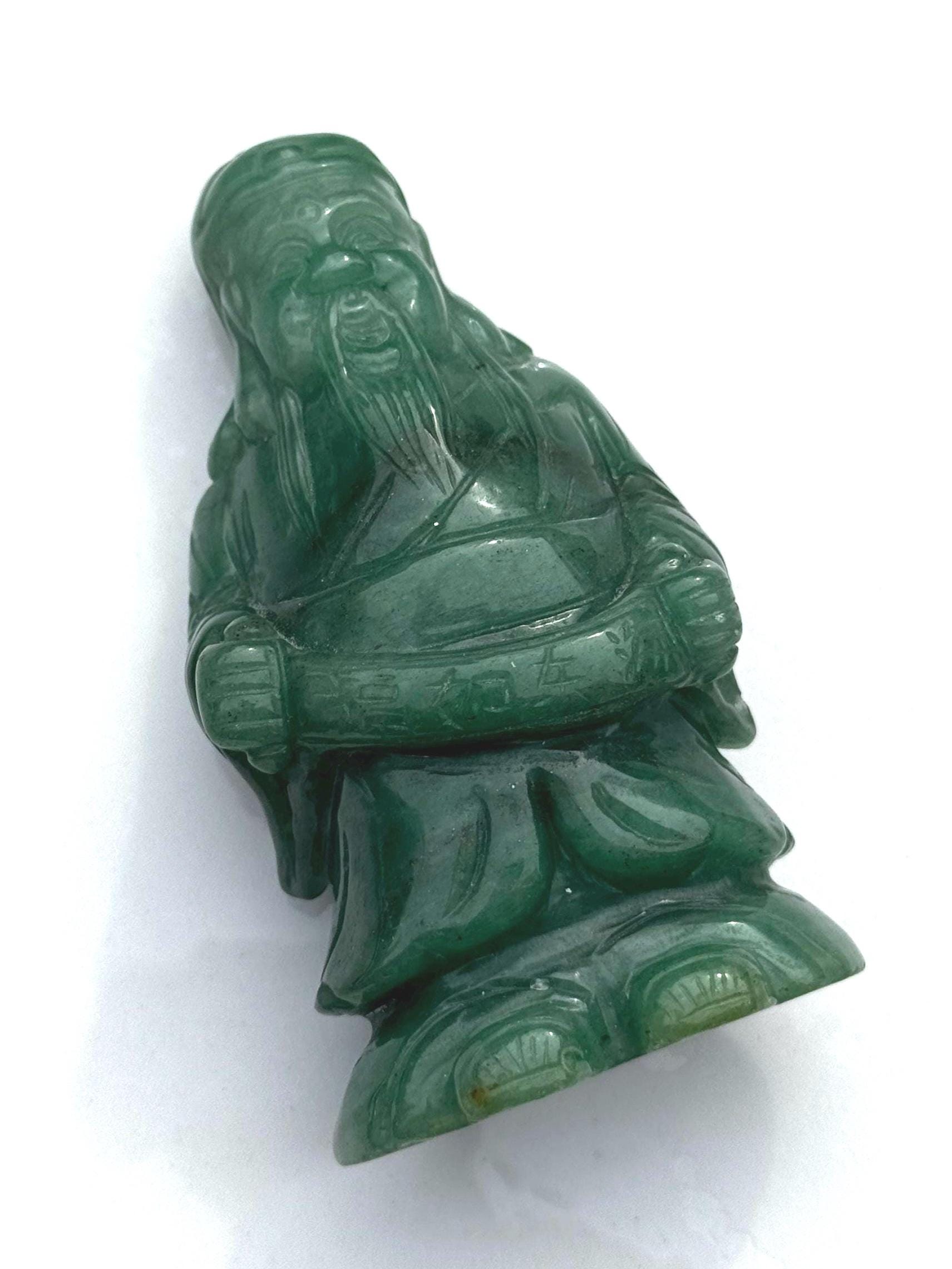 中国彫刻の緑色の硬石彫刻の石像 - Etsy 日本