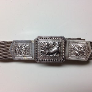 Antique Southern (Nakornsrithammarat) Thailand Silver Belt with 3 Piece Qílín Buckle