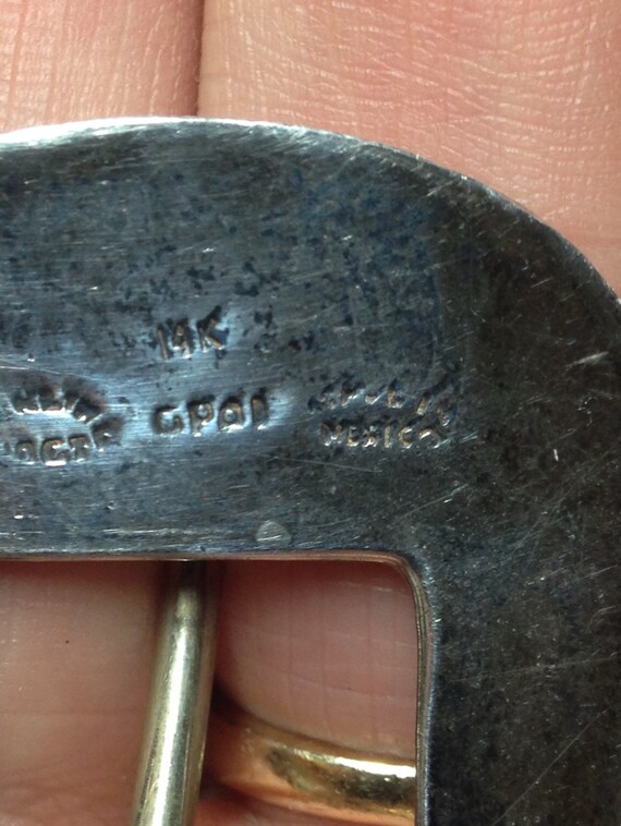 VOGT　14K　925　カフス ボタン　OLD　MEXICO　ビンテージ Vogt Sterling Silver and 14K Gold Buckle - Etsy