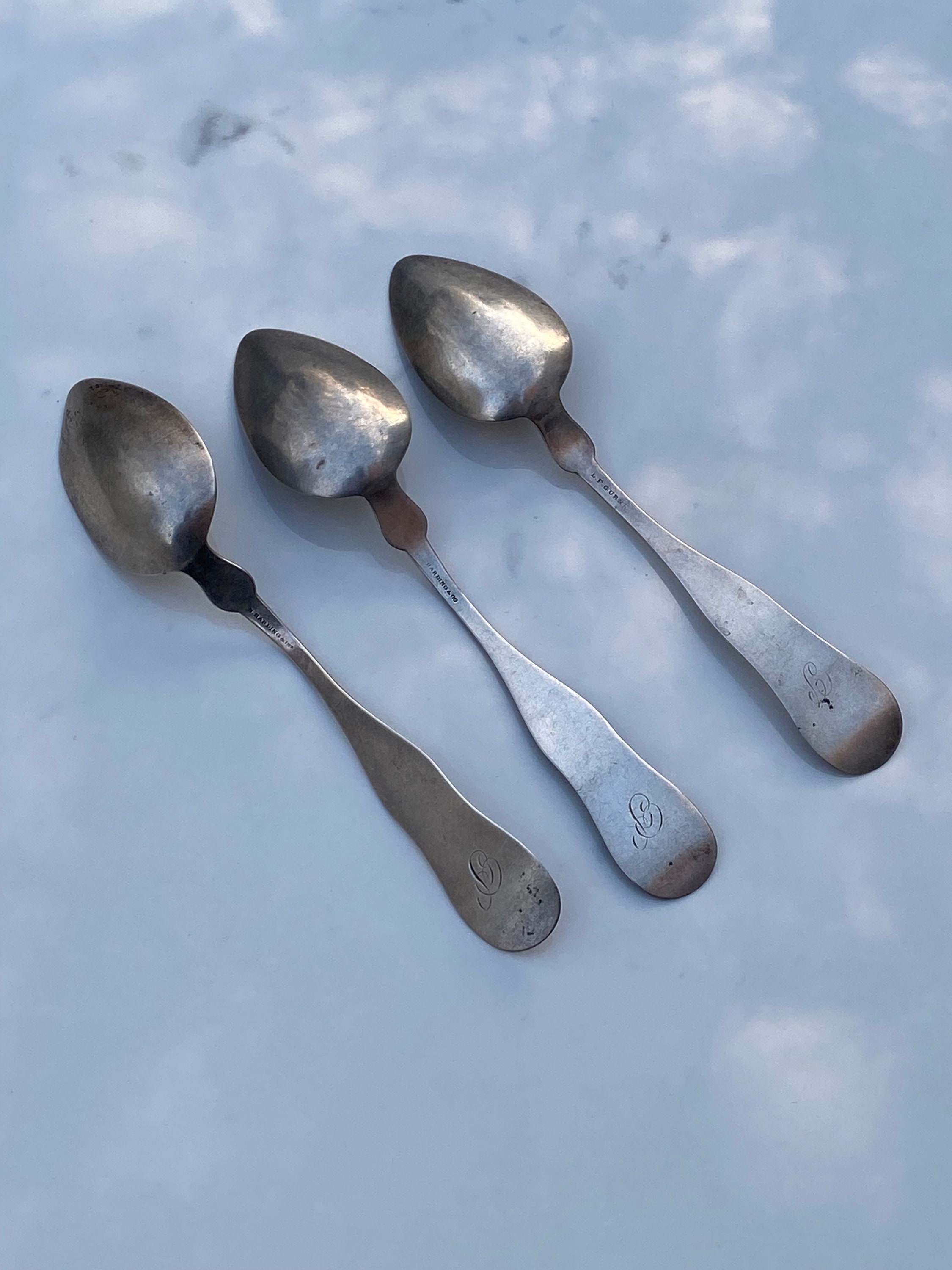 1840-1860 Newell Harding & Co Coin Silver Teaspoon Group of 3