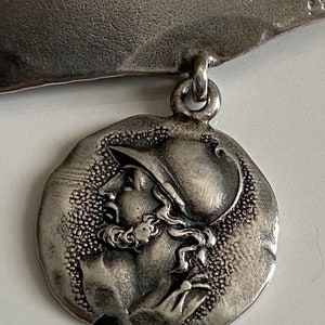 1890-95 George W. Shiebler Sterling Silver Moon and Bat Homeric Medallion Brooch image 6