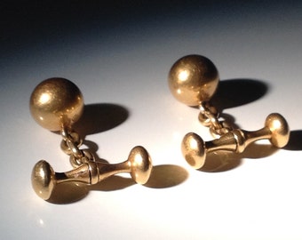 1890 Bespoke 18 KT or anglais boutons de manchette balle et chaîne - mari cadeau