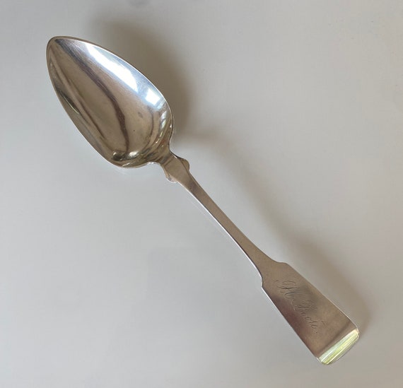 C. 1840 American Coin Silver Serving Spoon of Troy, NY C. 1840 American Coin Silver Serving Spoon of Troy, NY