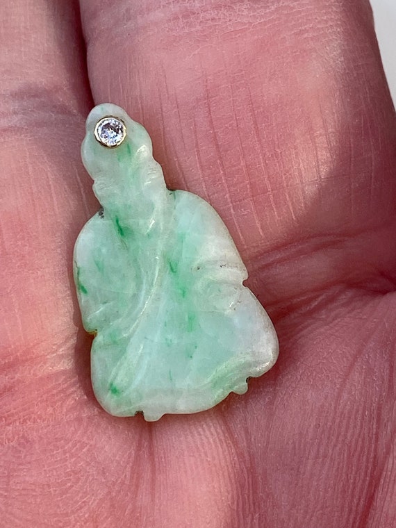 Antique Carved Chinese Jadeite Pendant of Buddha w