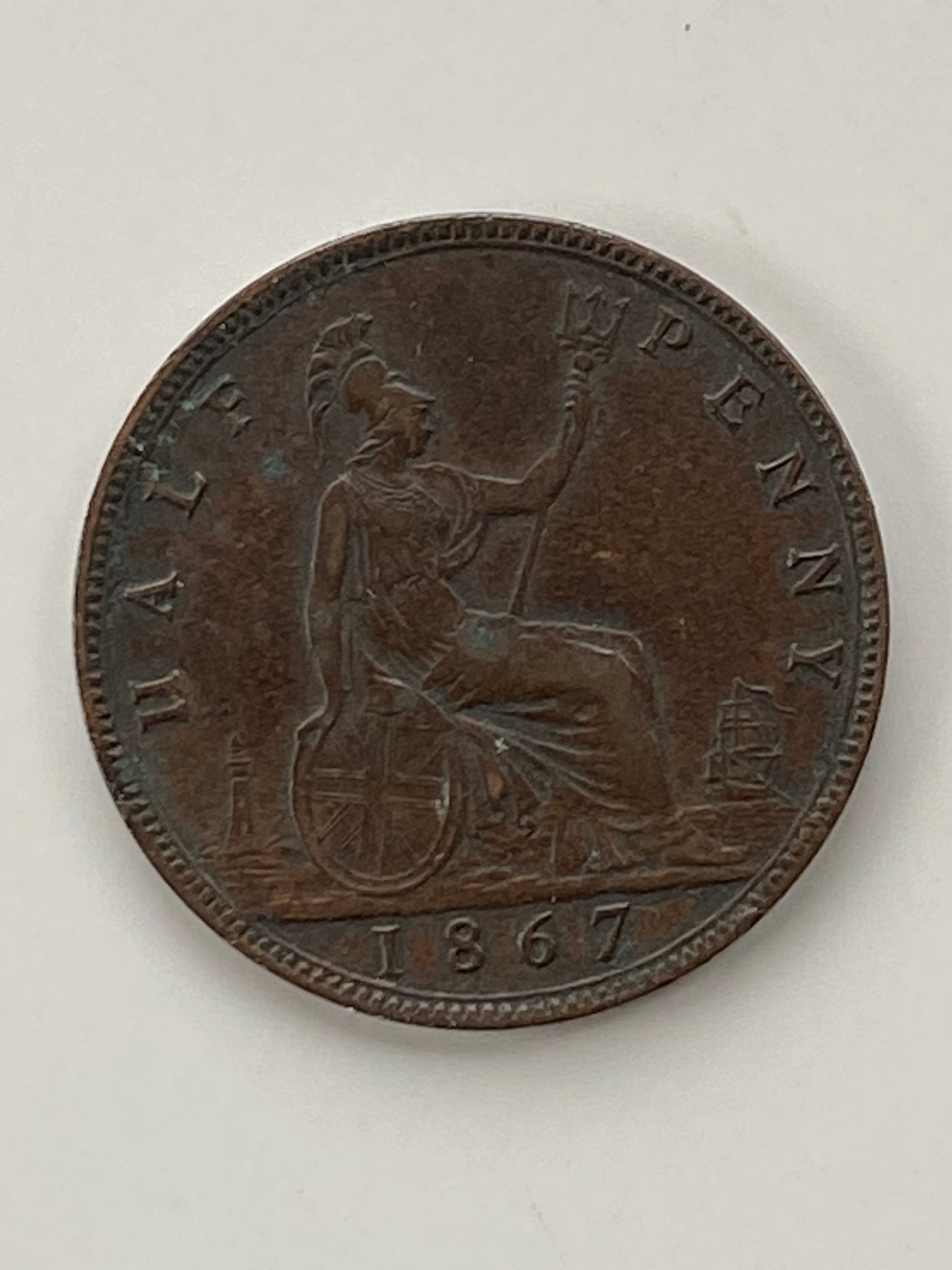 1867年 イングリッシュ 1/2 ペニー KM# 748 - Etsy 日本