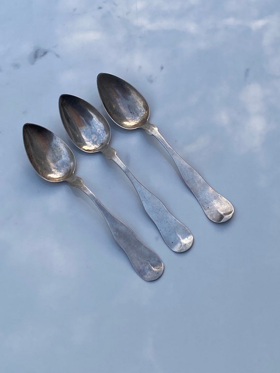 1840-1860 Newell Harding & Co Coin Silver Teaspoon Group of 3