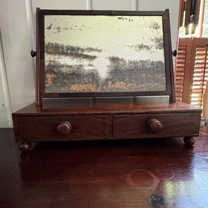 1870 Distressed Mahogany Shaving Mirror