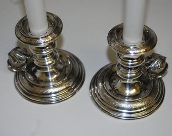 1856 Austrian Silver Chambersticks Sterling Candlestick Pair