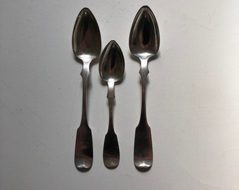 1830 American Coin Silver Serving Spoons and Teaspoon by Henry McKeen of Philadelphia