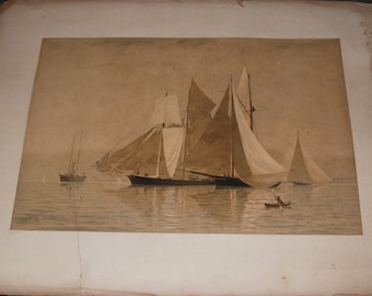 Frederic Cozzens - A Misty Morning -- Drifting Chromolithograph 1883