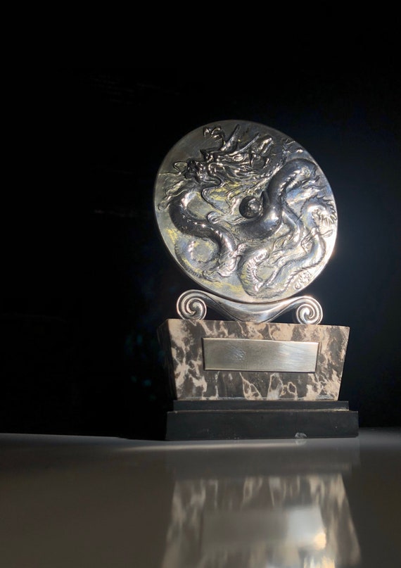 1910-20 Pure Sterling Silver Korean Dragon Trophy Award
