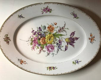 19th c. Chippy Porcelain Serving Platter Hand Painted Dresden German