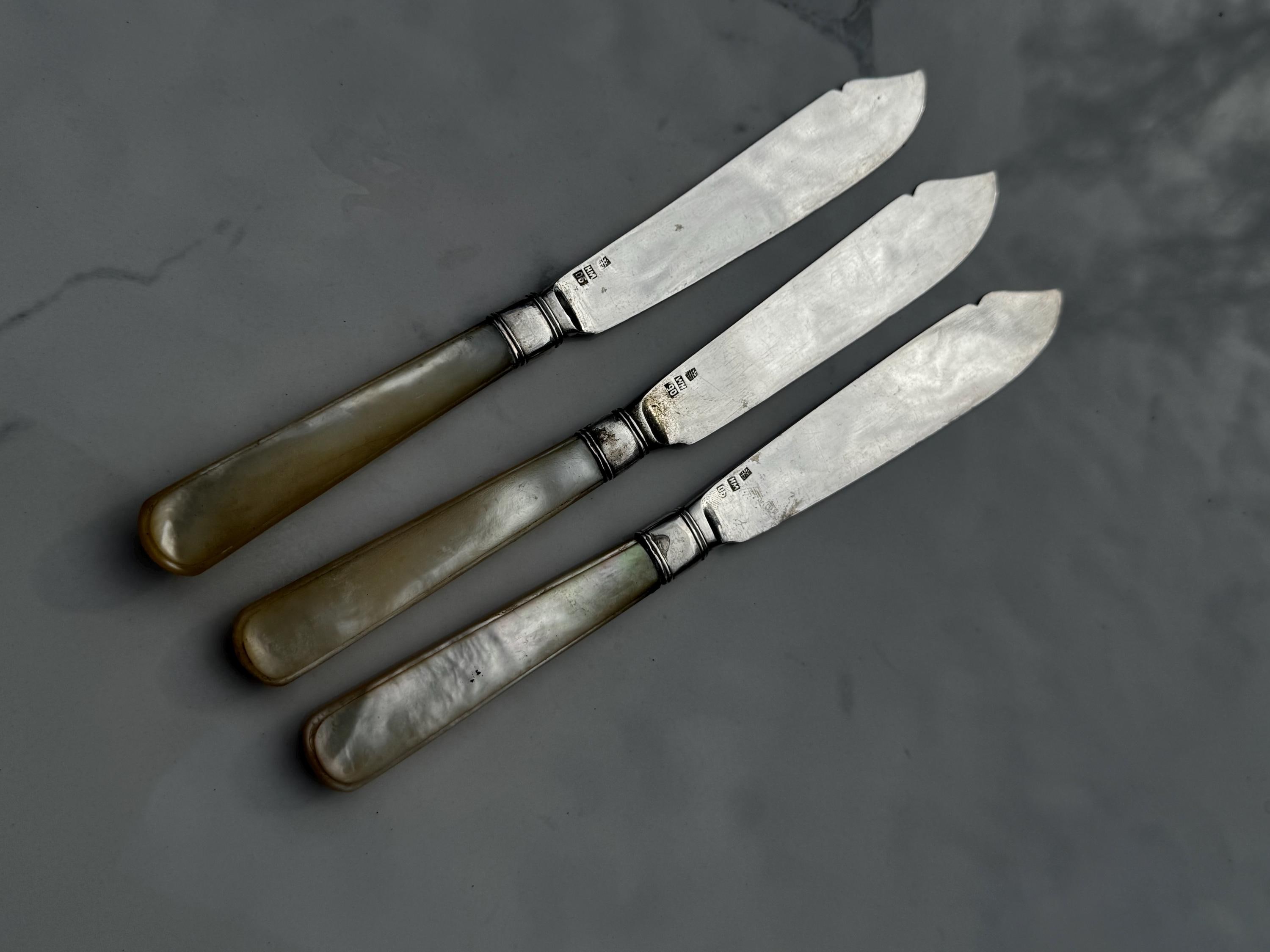 1880年頃 中国輸出銀製魚ナイフ3本セット 王興 - ドラゴン - Etsy 日本