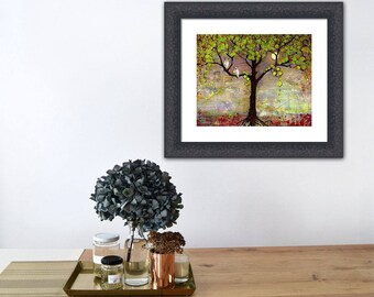 Owl Decor, Giclee Art Print, Tree Painting, Moon Night, Tree of Life, For Couples | Various Sizes