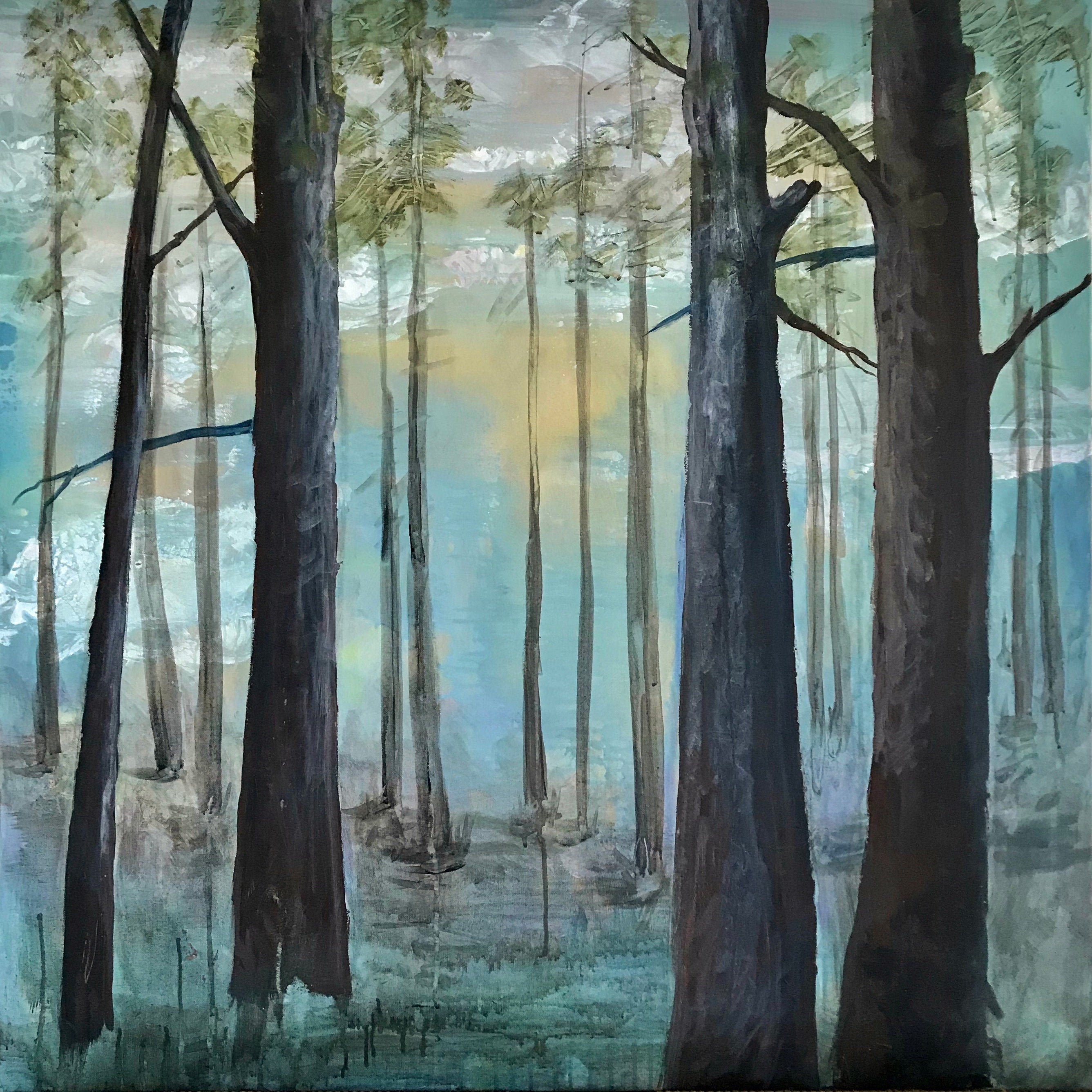 Forest Scene Original Painting Nature Inspired Home Wall Decor Etsy