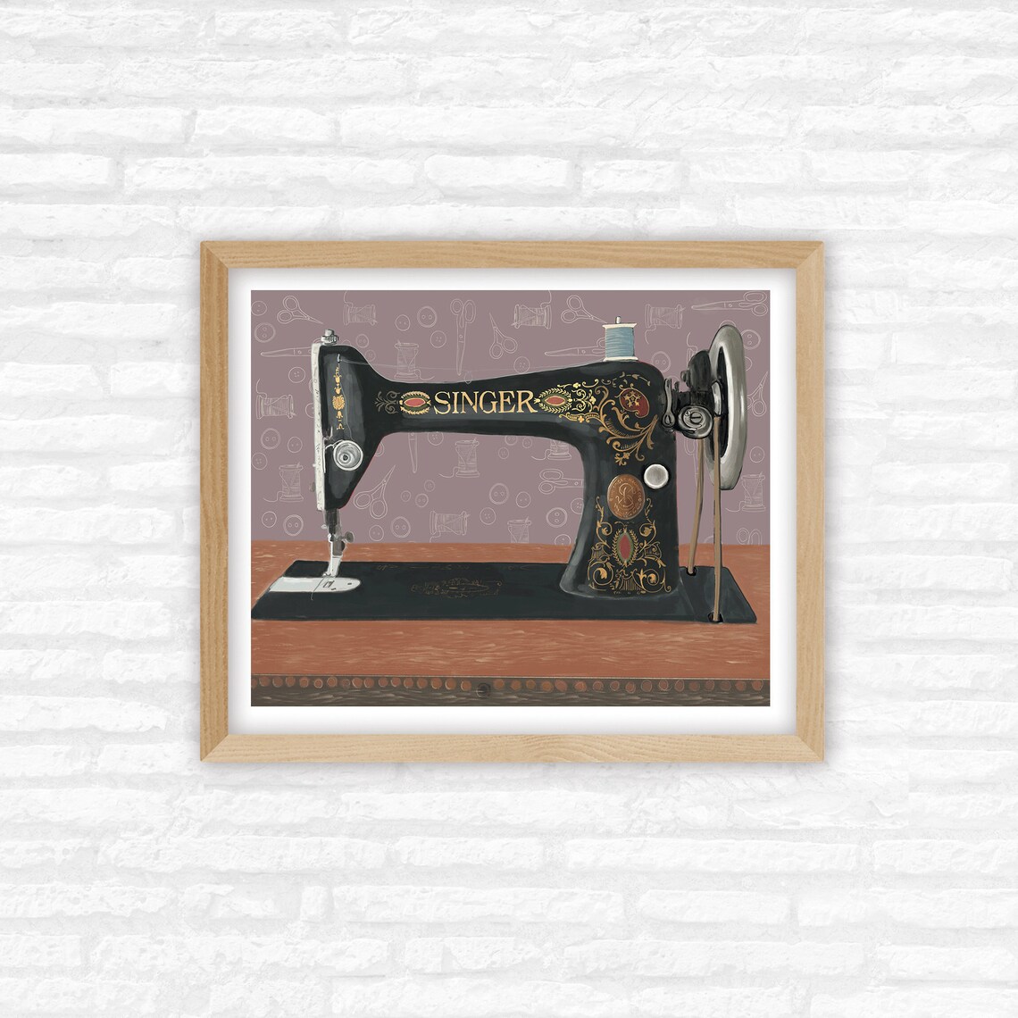 Vintage Sewing Machine Art Print Treadle Sewing Themed Art Etsy