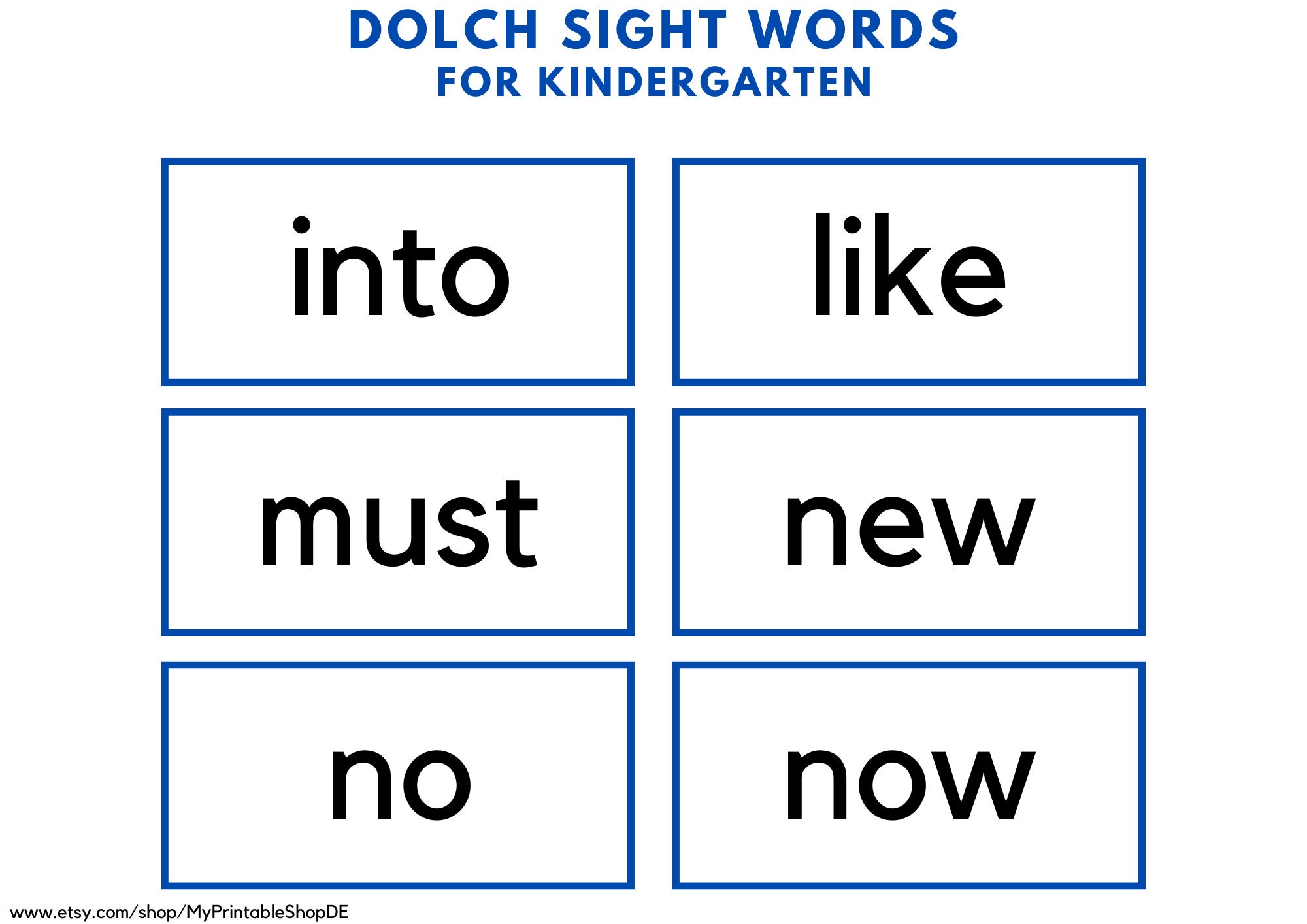 52 Printable Kindergarten Dolch Sight Words - Etsy