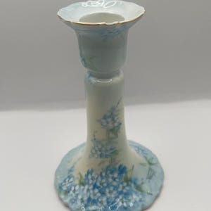 Vintage T & V LIMOGES France Floral Blue and White Candlestick Holder