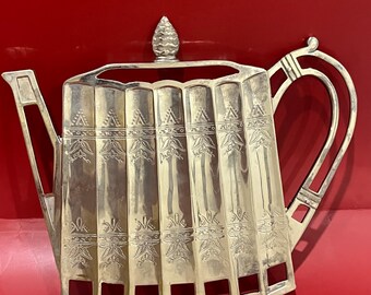 GODINGER Silver Teapot Shape with Engraved Designs Trivet - Vintage 1992