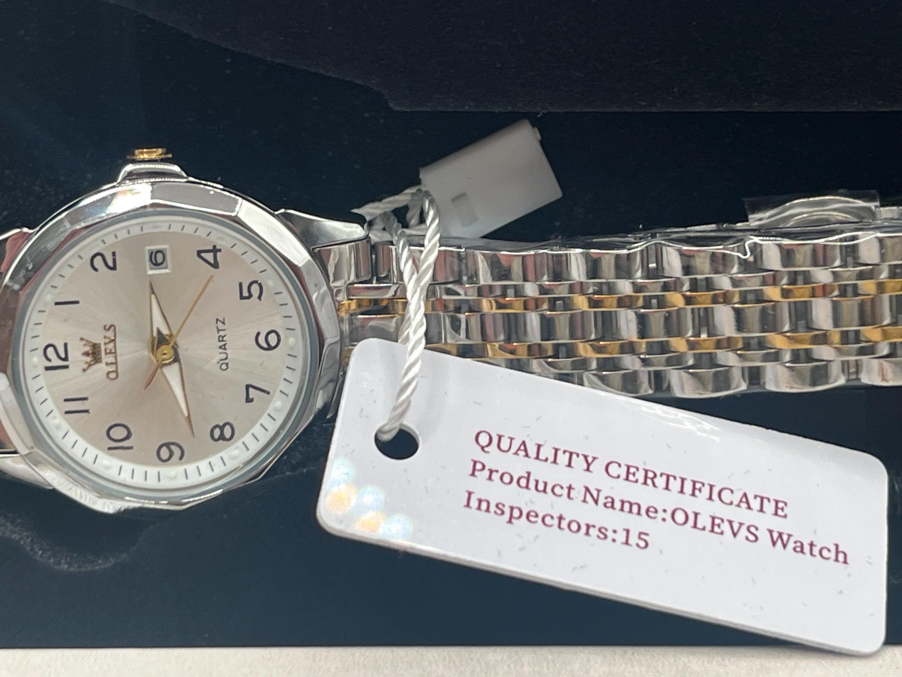 OLEVS Two-Tone Women\'s Crystal Accent Watch Silver & Gold BRAND NEW WITH PAPERS OLEVS 2 Toned Silver & Gold Stainless Steel Women main image 2