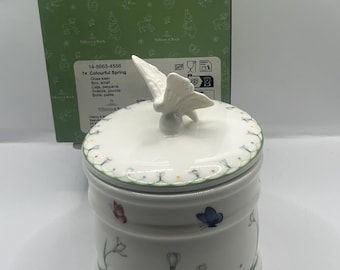 Caja/bote de porcelana VILLEROY & BOCH con diseño de mariposas, colorido, ideal para la primavera. Nuevo en caja.
