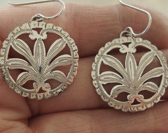 Desert Blooms Vintage 1905 Sterling Silver Button Earrings