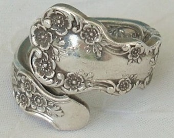 Vintage Sterling Silver Pat 1900 Buttercup Bypass Spoon Ring dmfsparkles