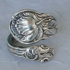 Cabbage Rose Gorham Vintage Sterling Spoon Ring dmfsparkles image 1