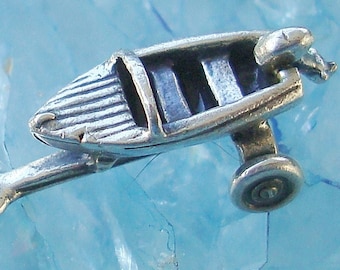 Vintage Movable Sterling Silver Boat Trailer Bracelet Necklace Charm Articulated Mechanical