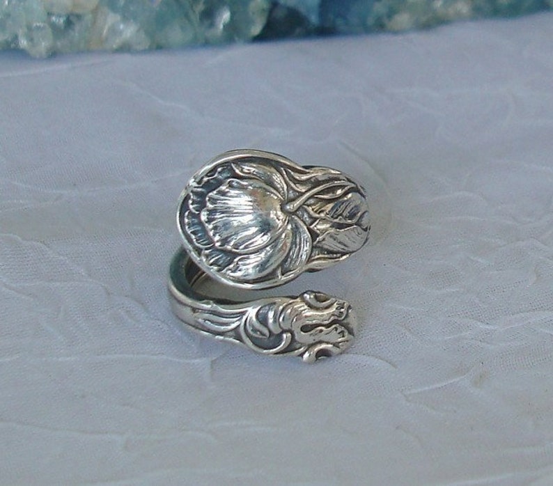 Cabbage Rose Gorham Vintage Sterling Spoon Ring dmfsparkles image 1