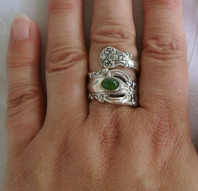 アクセサリー 1973 Jade Grand Duchess Towle Vintage 1973 Jade Grand Duchess Towle Vintage Sterling Spoon Ring