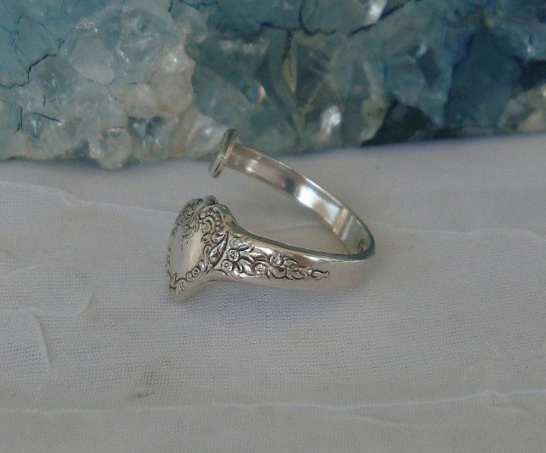 SMALL RARE Heart Vintage Wallace Sterling Spoon Ring dmfsparkles image 3